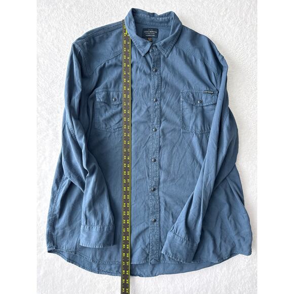 Lucky Brand Washed & Worn Shirt Men Size XXL Denim Blue Snap Long Sleeve - Picture 4 of 6